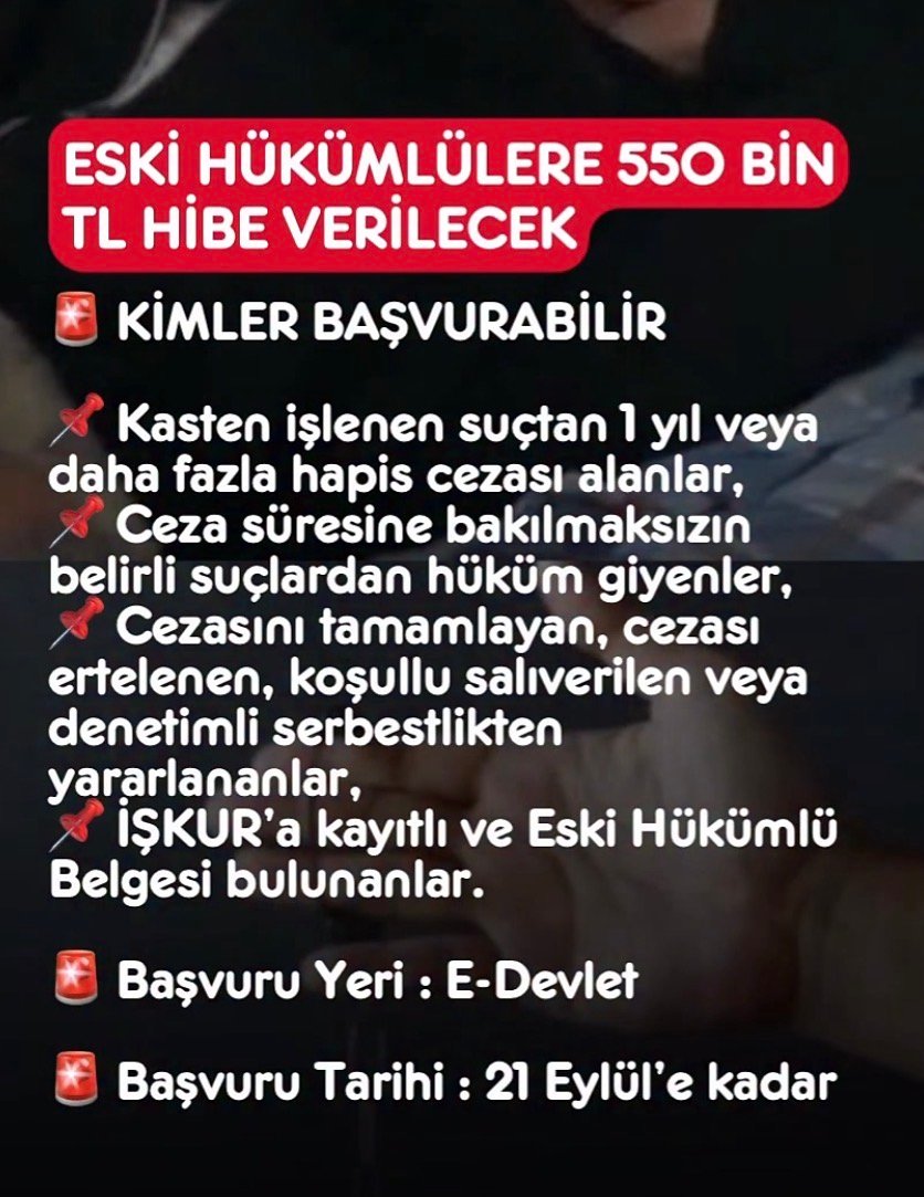 İŞKURDAN ESKİ HÜKÜMLÜLERE HİBE DESTEĞİ