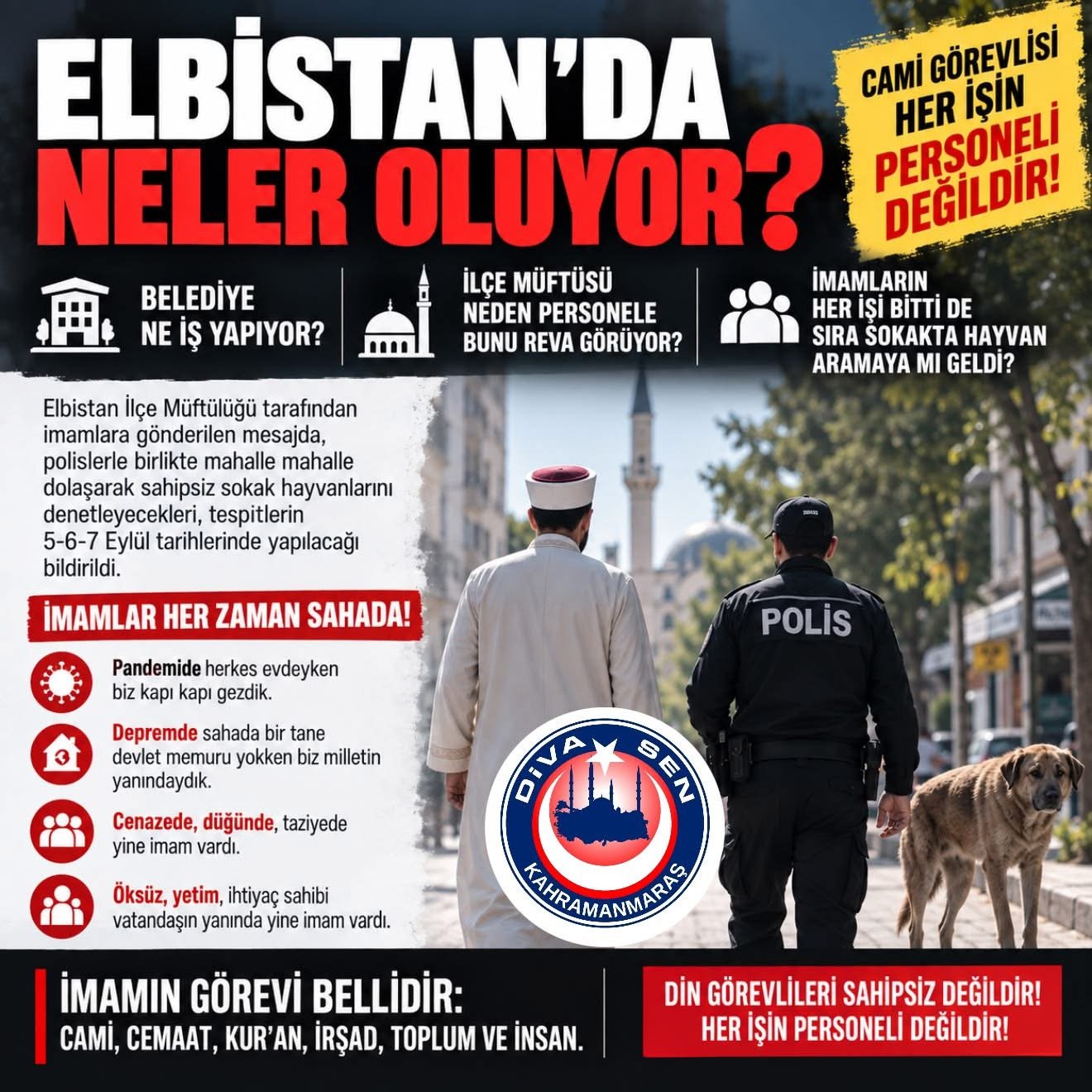 DİVA-SEN’DEN ELBİSTAN'DAKİ DİN GÖREVLİSİ GÖREVLENDİRMESİNE TEPKİ: “İMAM HER İŞİN PERSONELİ DEĞİLDİR”