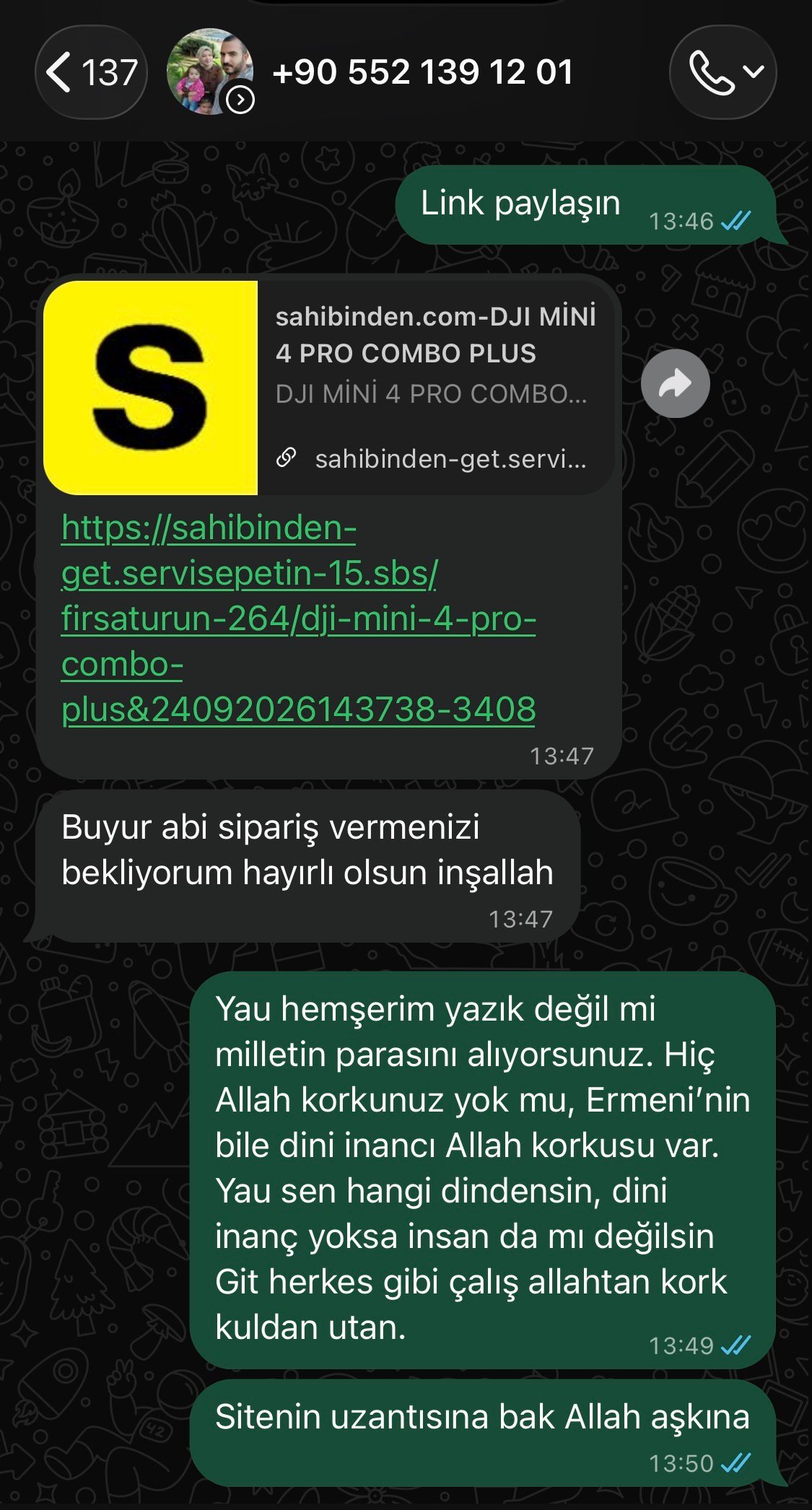 SAHTE SİTE BİLDİRİMİYLE DOLANDIRICININ OYUNUNU BOZDU: "HİÇ Mİ ALLAH KORKUNUZ YOK?"